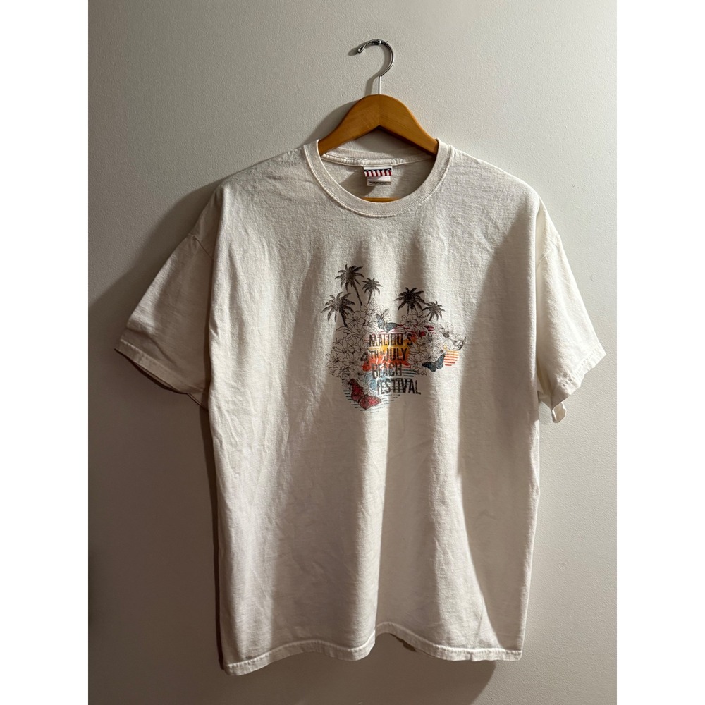 Vintage Malibu 4th of July Beach Festival T-Shirt Mens XL White Y2K Graphic Tee
